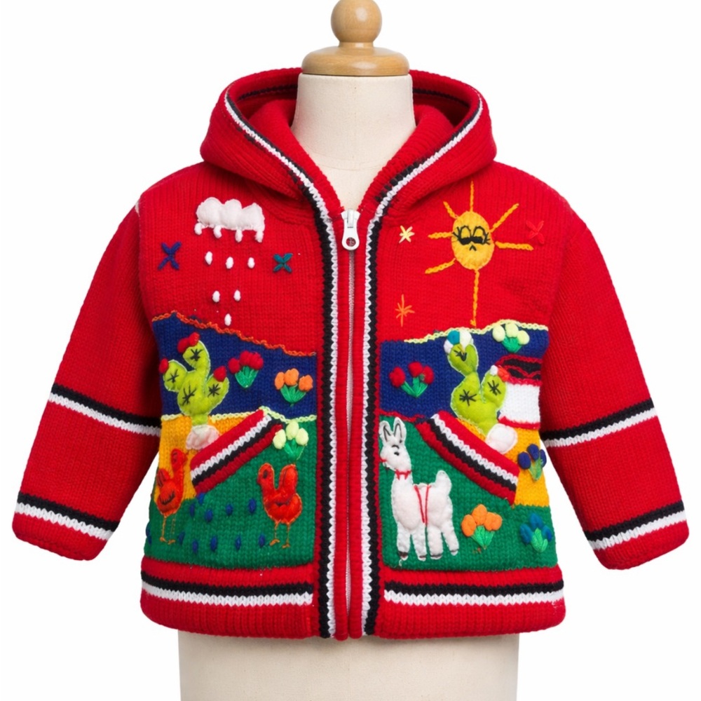 Knit Child's Hooded Sweater Beautiful Colours Size 2-5 Unisex